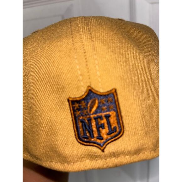 Men's New Era Tan/Navy Washington Commanders Wordmark Wheat 59FIFTY fitted hat - Picture 3 of 5